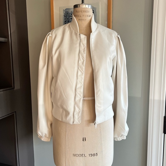 Women's White Bomber Jacket - Picture 4 of 11
